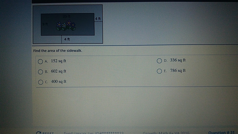 Find the area of the sidewalk-example-1