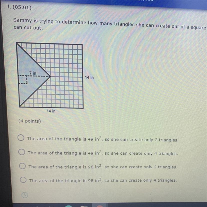 PLZ HELP (05.01) "Sammy is trying to determine how many triangles she can create-example-1