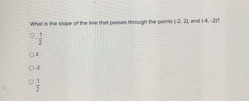 What is the slope of the line that passes through the points (-2, 2), and (-4, -2)​-example-1