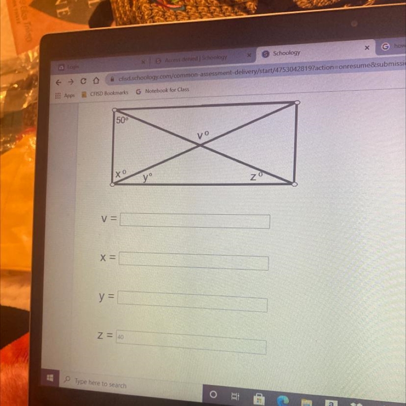 The figure shown down below is a rectangle. Find the missing value.-example-1