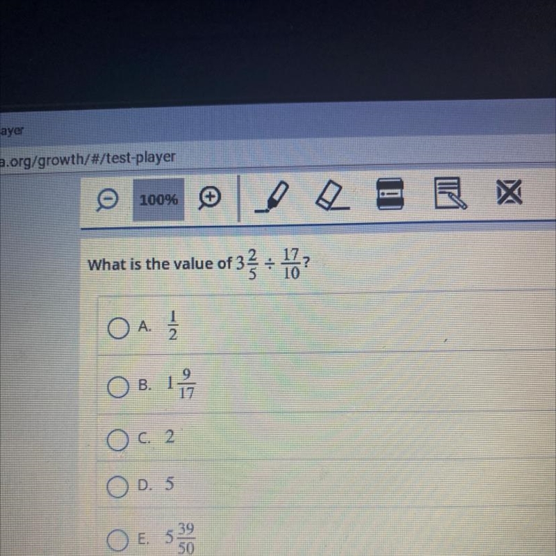 What is the value of 3^2/5 divided by 17/10 : look at the picture of you don’t understand-example-1