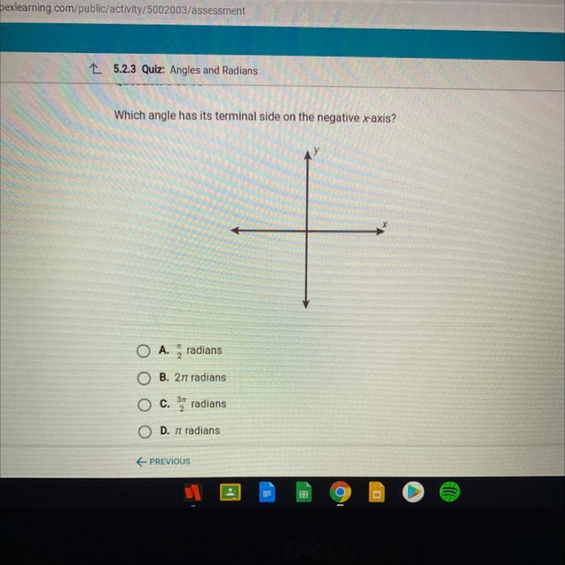 Which angle has its terminal side on the negative x-axis?-example-1