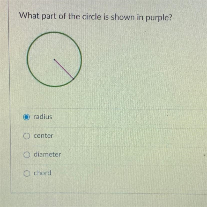 What part of the circle is shown in purple?-example-1