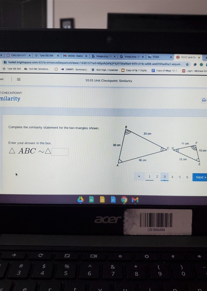 Comple the similarity statement for 2 triangles shown HELP ASAP​-example-1