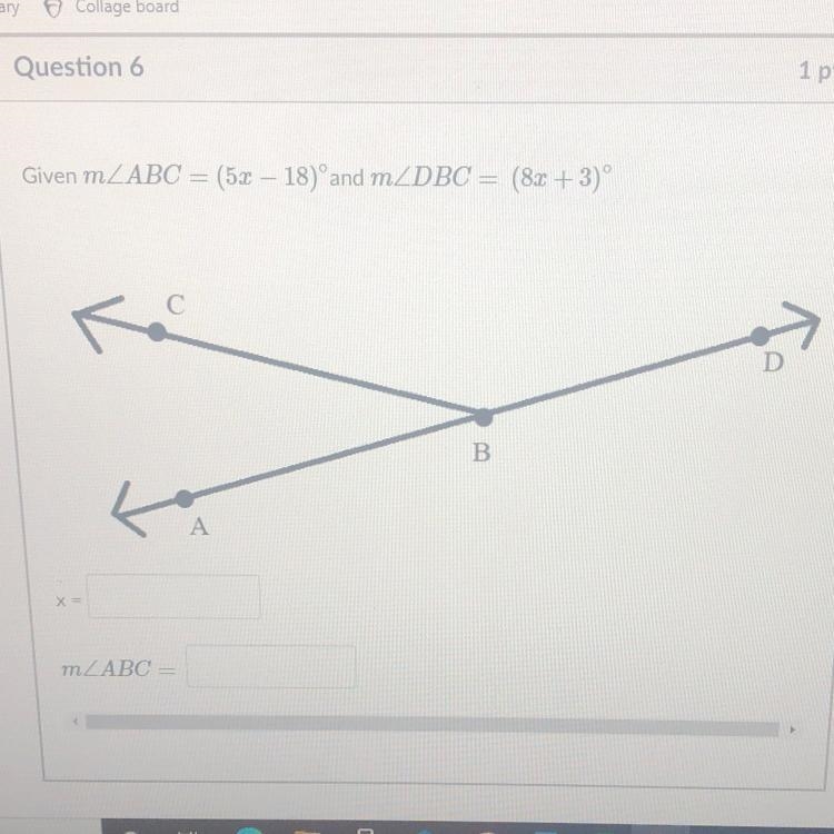 Solve for x and the measurement of ABC-example-1