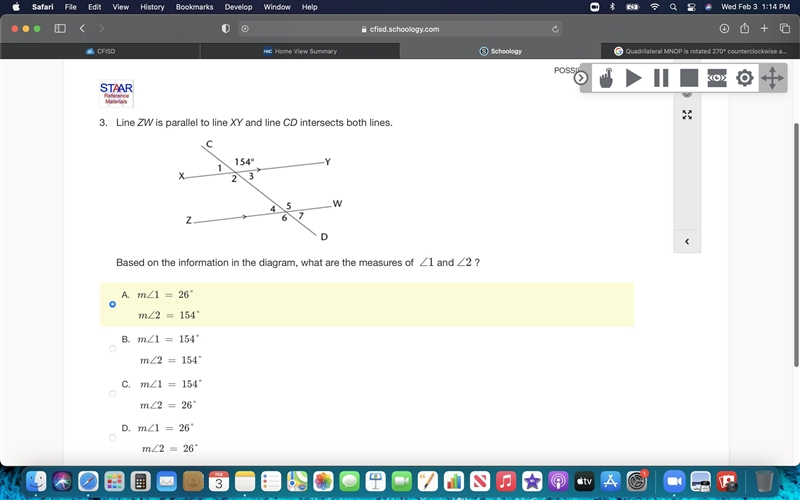 Line ZW is parallel to line XY and line CD intersects both lines. Based on the information-example-1