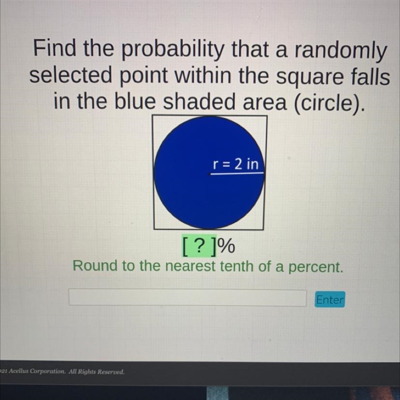 Find the probability that a randomly selected points within a square falls in the-example-1