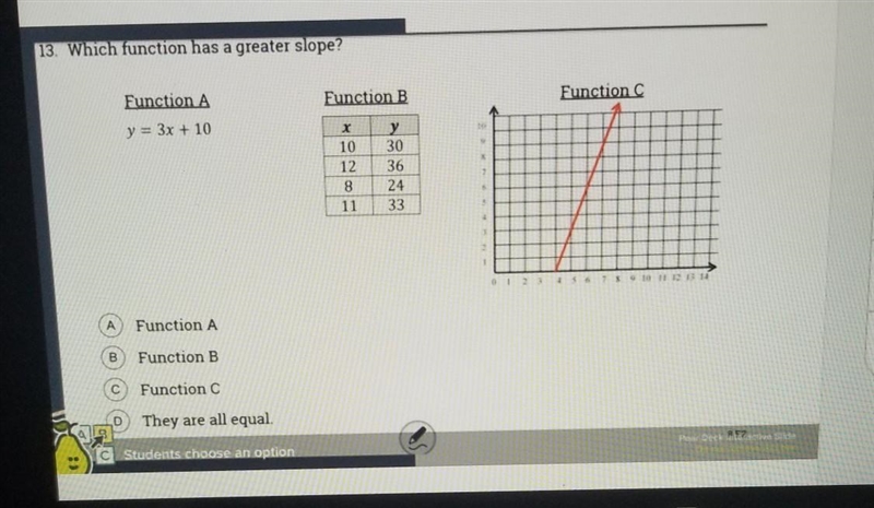 Which function has a greater slope​-example-1