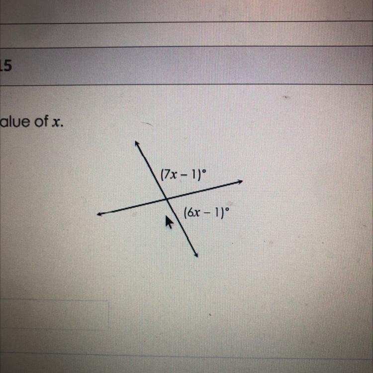 Find the value of X (7x-1) (6x-1)-example-1