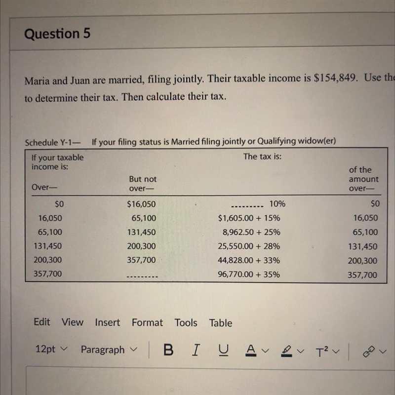 Maria and Juan are married, filing jointly. Their taxable income is $154,849. Use-example-1