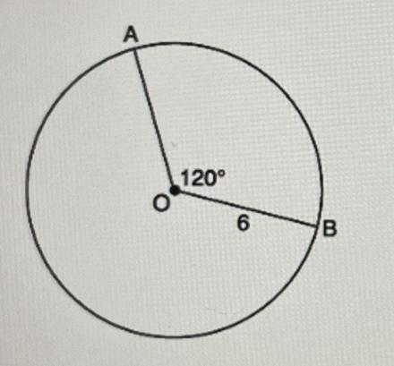 In circle O, the length of OB is 6 inches, and the measure of ∠AOB is 120°. What is-example-1