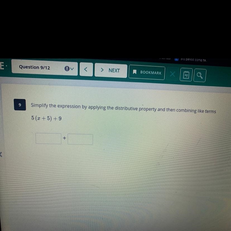 Simplify the expression by applying the distributive property and then combining like-example-1