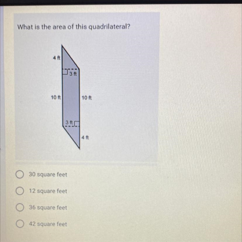 What is the area of this quadrilateral? 4 ft 3 ft 10 ft 10 ft 31 4 ft-example-1