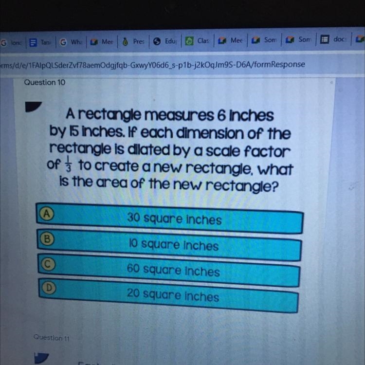 A rectangle measures 6 inches by 15 inches. If each dimension of the rectangle is-example-1