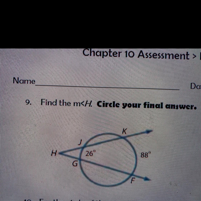 Find the measure of angle H in the photo above-example-1