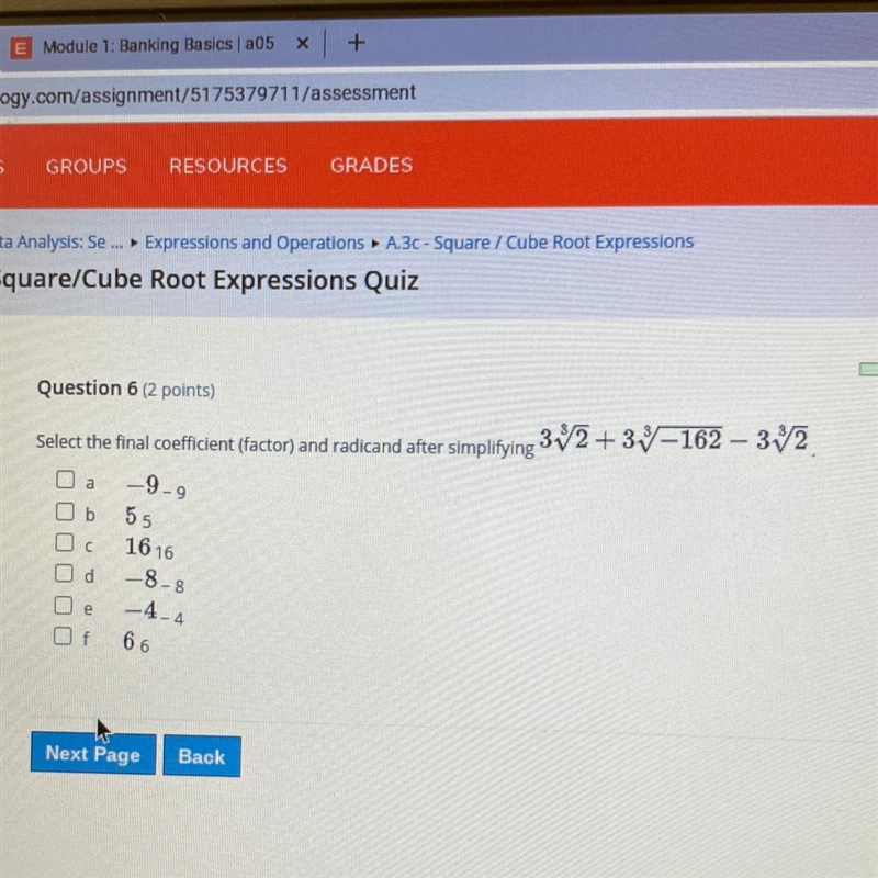 Select the final coefficient (factor) and radicand after simplifying 372 +39–162 - 372 A-example-1