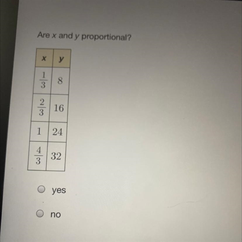 Help!! are x and y proportional?-example-1