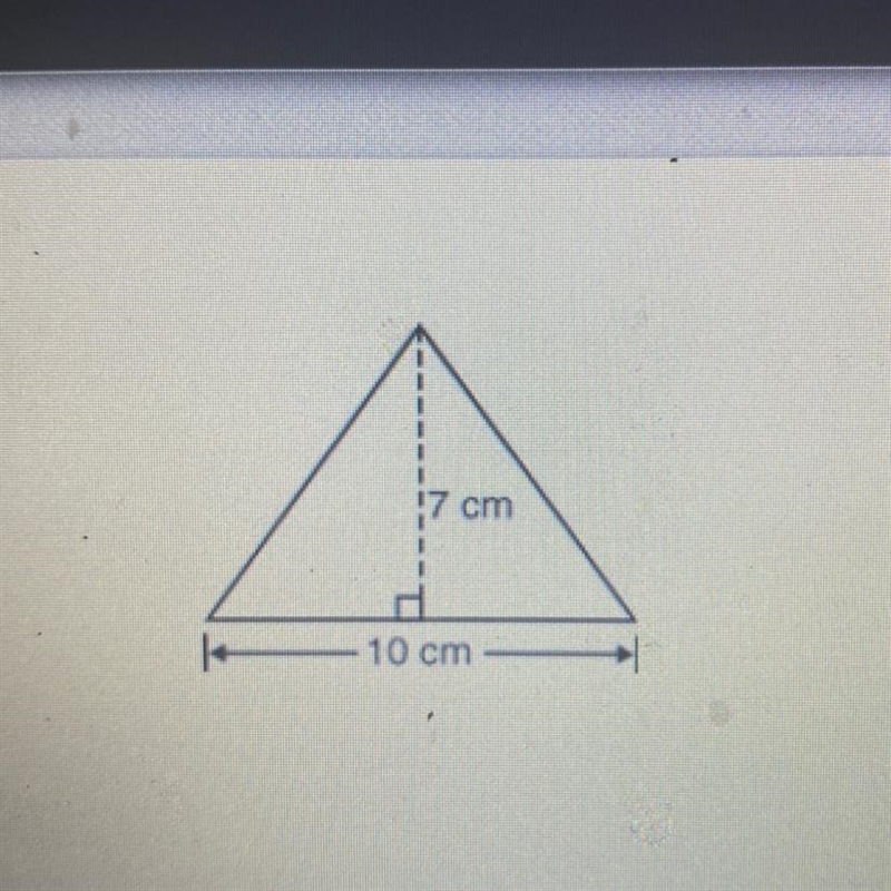 What is the area in square centimeters of the triangle below?-example-1