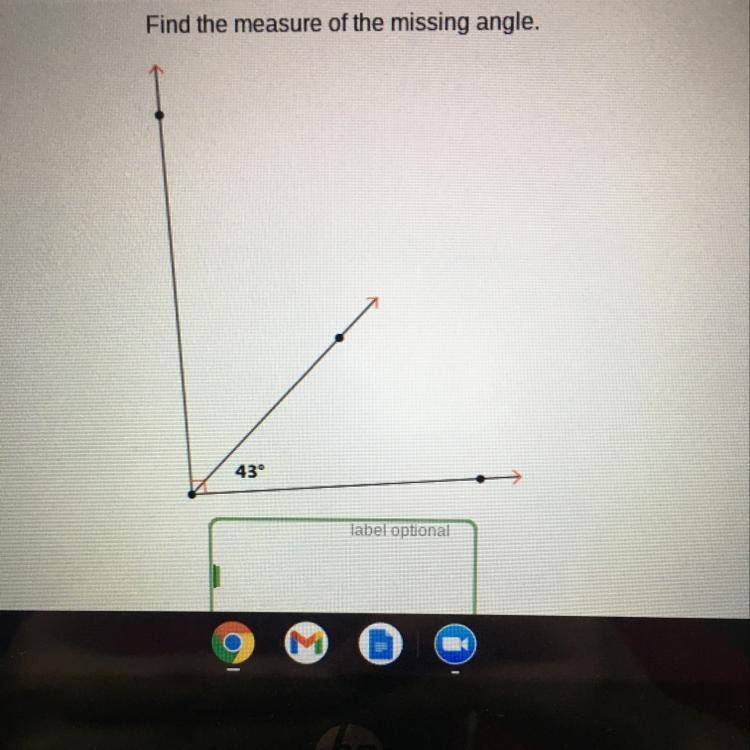 Find the measure of the missing angle. A 43° Help ASAP plz-example-1