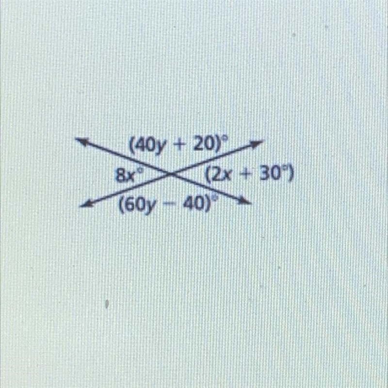 Find the value of x and y. Identify the type of angle pair!!-example-1