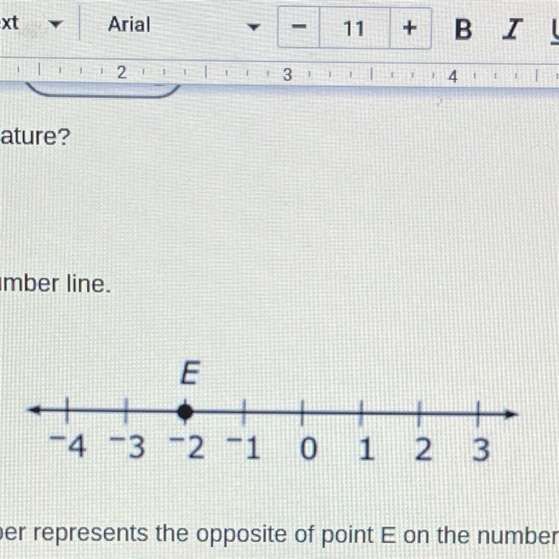 What number represents the opposite of point E on the number line?-example-1