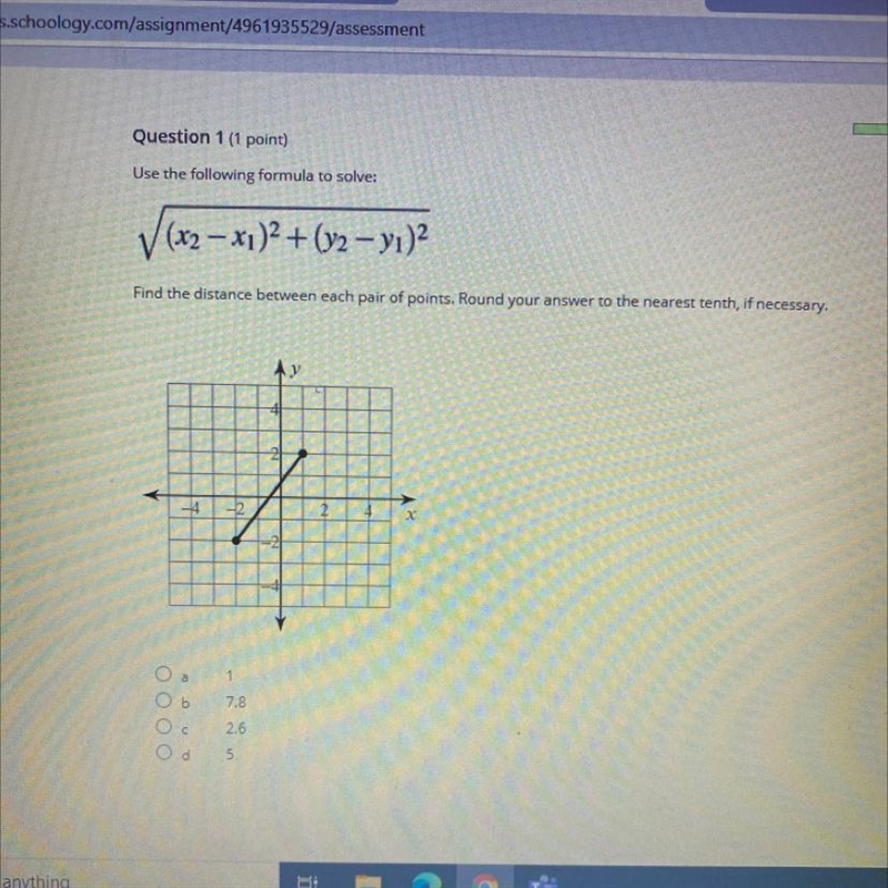 Which the us Answers? A.1 B.7.8 C.2.6 D.5 please help:(-example-1