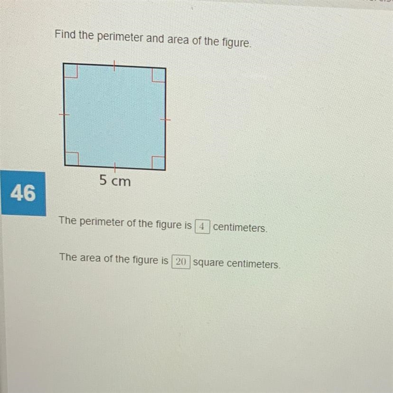 Find the perimeter and area of the figure. 5 cm The perimeter of the figure is centimeters-example-1