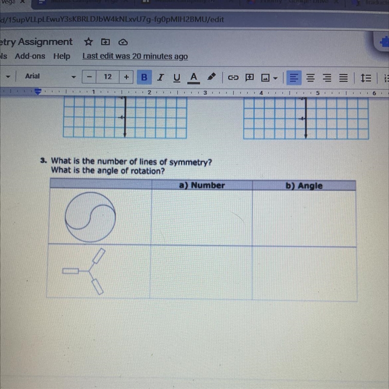 What is the number of lines of symmetry? What is the angle of rotation?-example-1