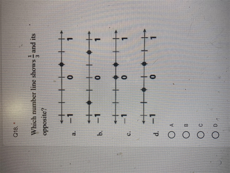 Which number line shows 1/3 and it's opposite?-example-1