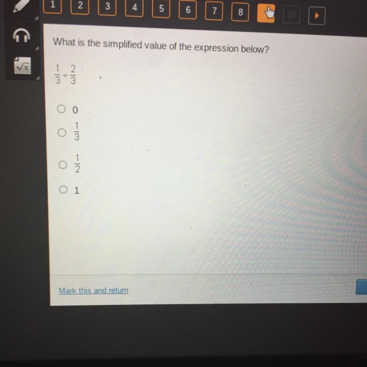 What is the simplified value of the expression below? 1 2 3 3 O 0 o 1 اتا 1 NI O 1-example-1