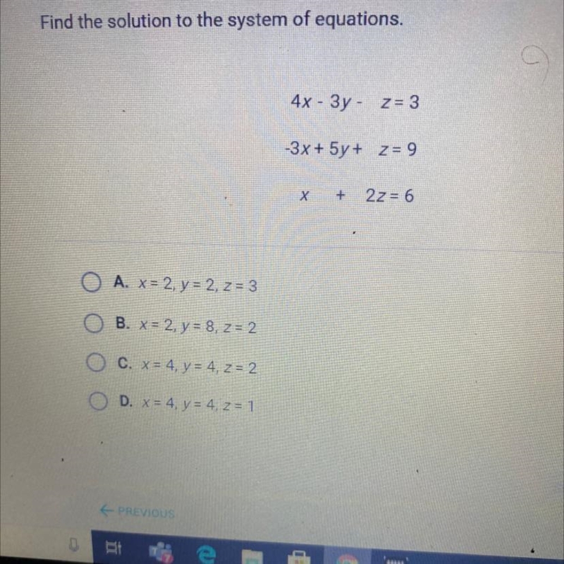 Solving three variables systems of equations-example-1