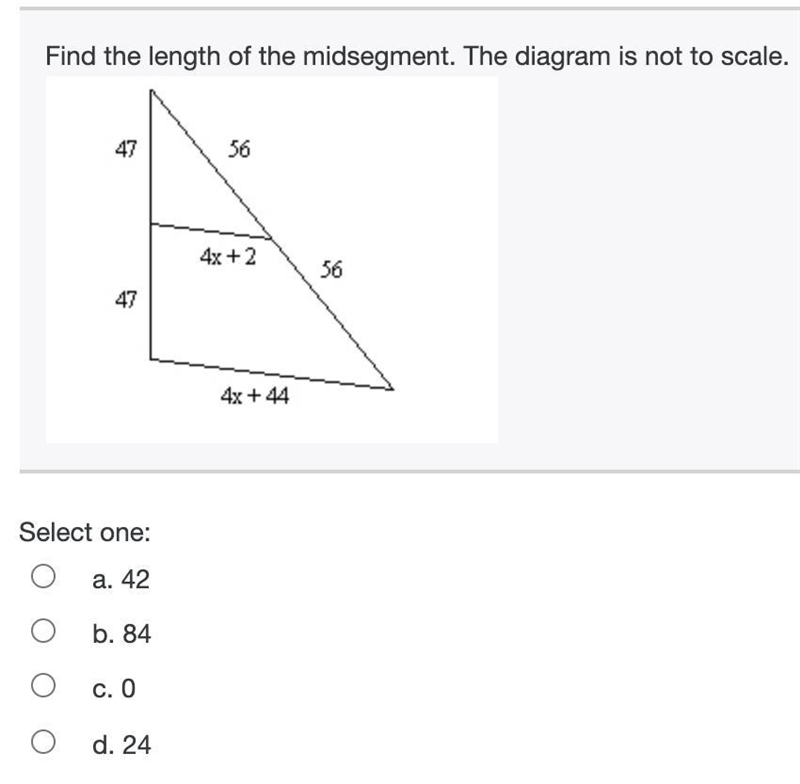 (2) Find the length of the midsegment. The diagram is not to scale.-example-1