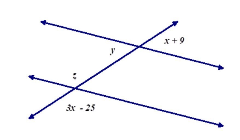 Find the value of X, Z, and Y in the graph below?-example-1