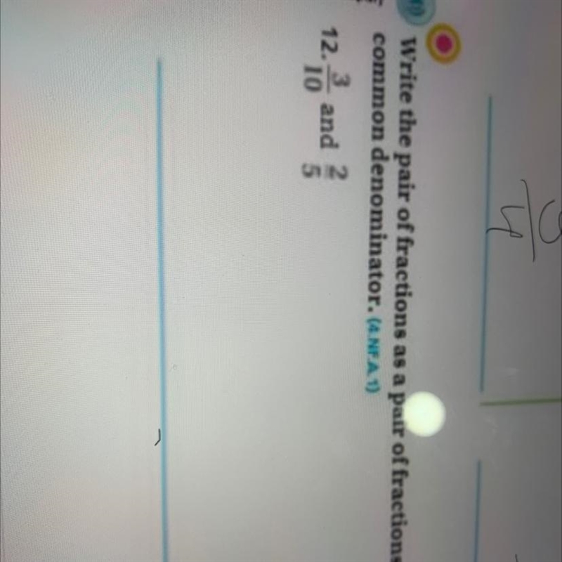 Write the pair of fractions as a pair of fractions with a common denominator | 3/10 and-example-1