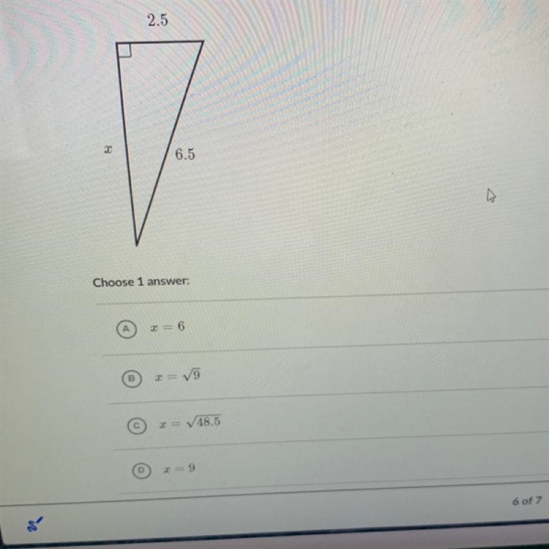 Find the value of x in the triangle shown below-example-1