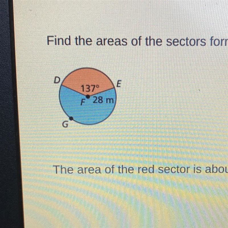 Find the areas of the sectors formed by ZDFE. Round your answers to the nealest hundredth-example-1