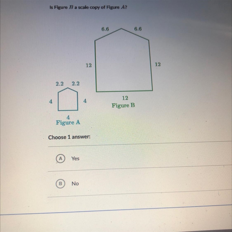 HELP FAST copy of Pure A? 6.6 12 2.2 2.2 4 4 12 Figure B 4 Figure A Choose 1 answer-example-1