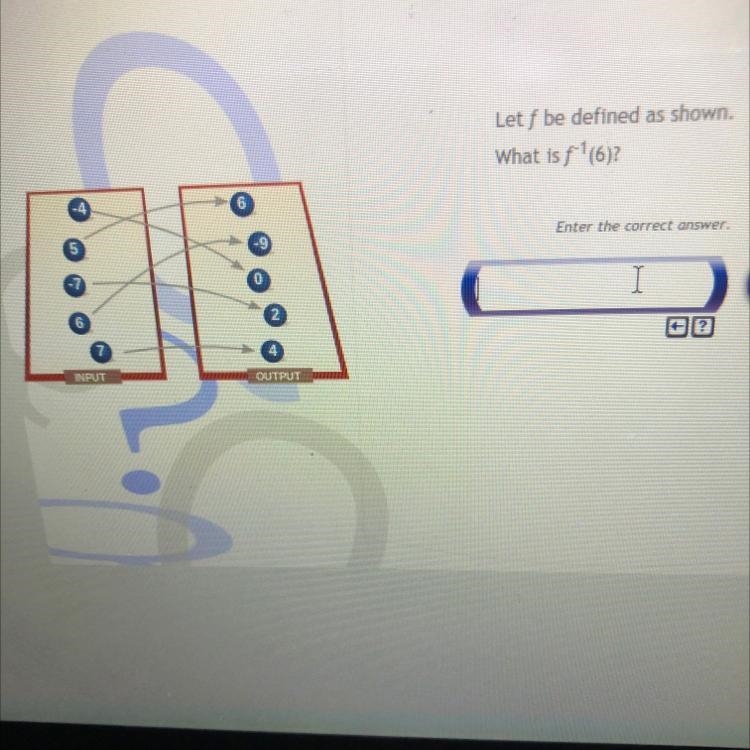 Let f be defined as shown. What is f^-1(6)-example-1