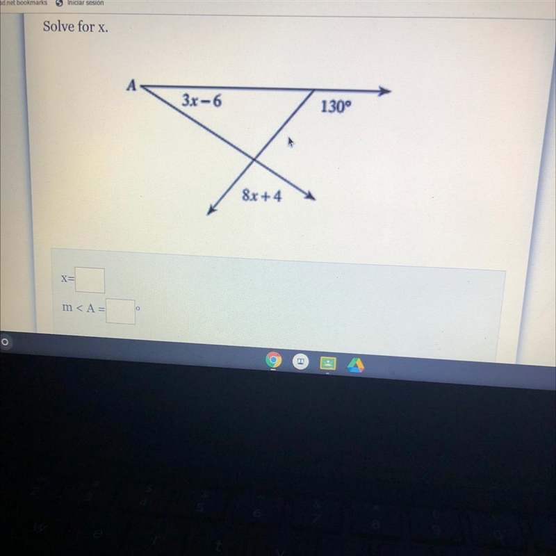 Solve for x. A 3x - 6 130° 8x+4-example-1