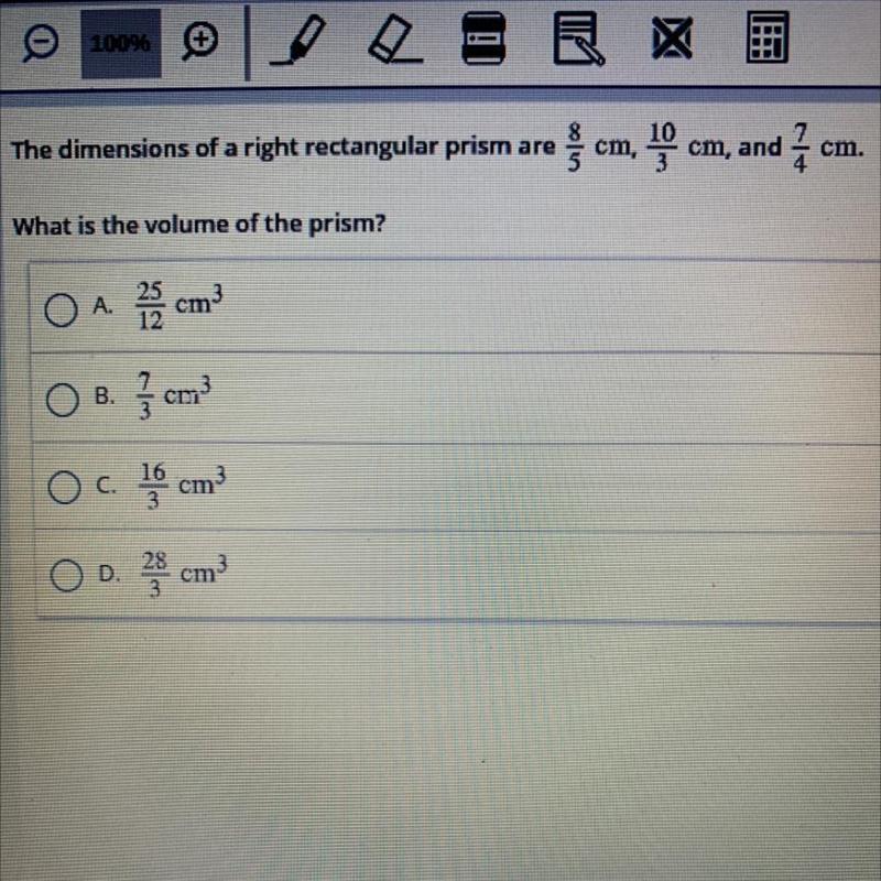 the dimensions of a right rectangular prism are 8/5cm 10/3cm & 7/4cm what the-example-1