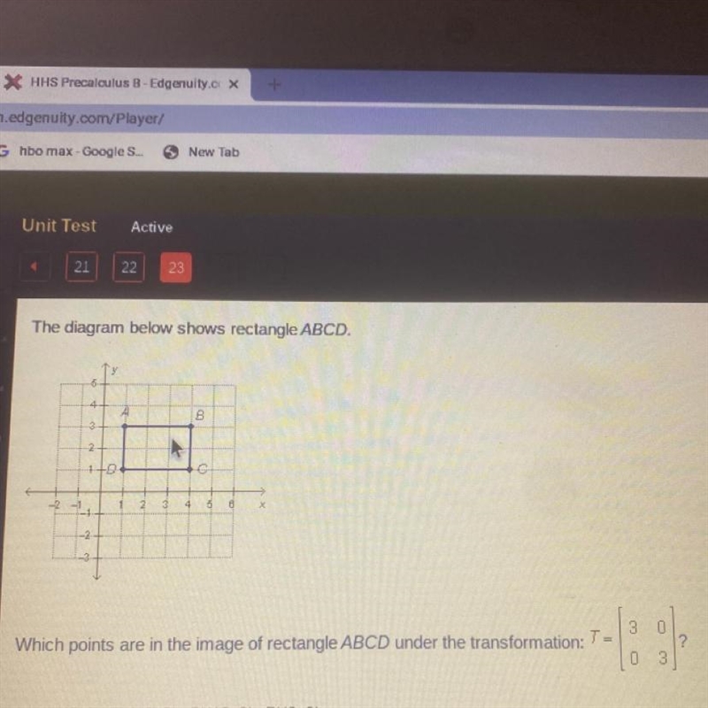 The diagram below shows rectangle ABCD. 5 B 2 1 + c 12 3 4 6 Which points are in the-example-1