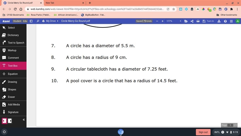 Find the length of the diameter if the radius is given. Find the length of the radius-example-1