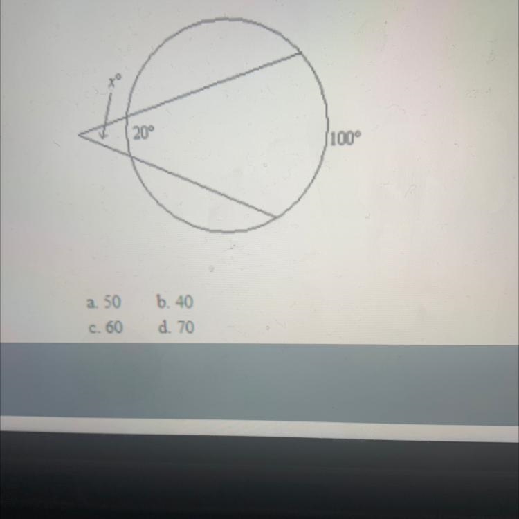 Find X A. 50 B. 40 C.60 D.70-example-1