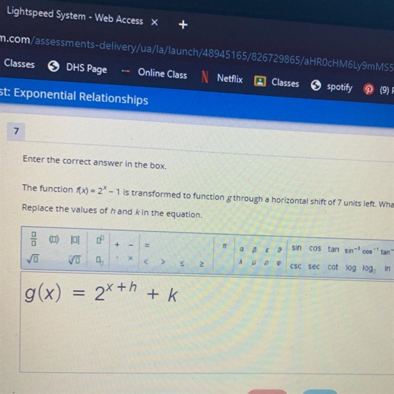 HELP ASAP!!!! Enter the correct answer in the box. The function f(x) = 2^x - 1 is-example-1