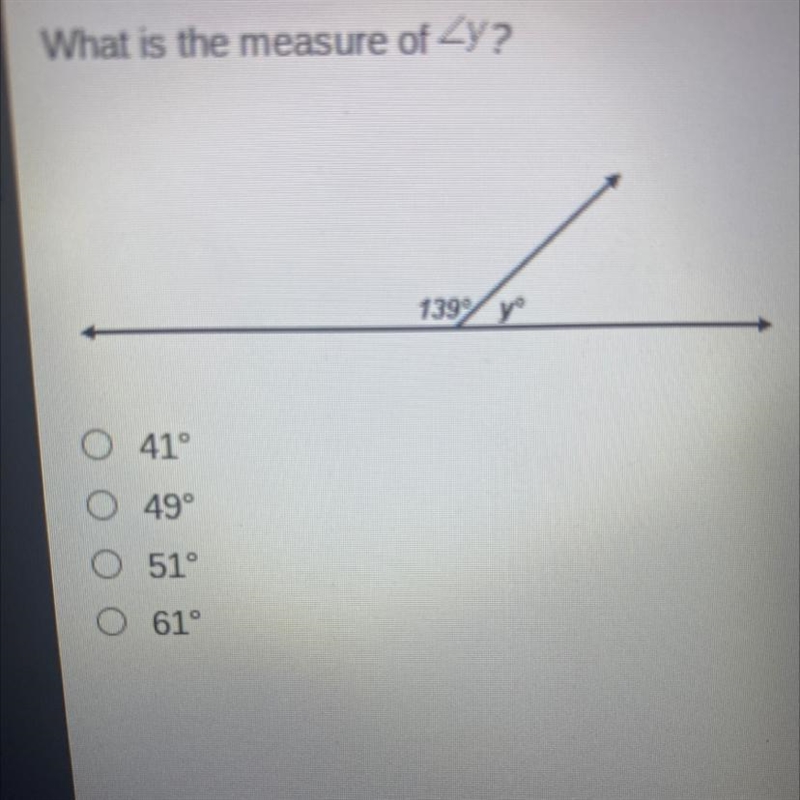 What is the measure of Zy? 139 yº-example-1