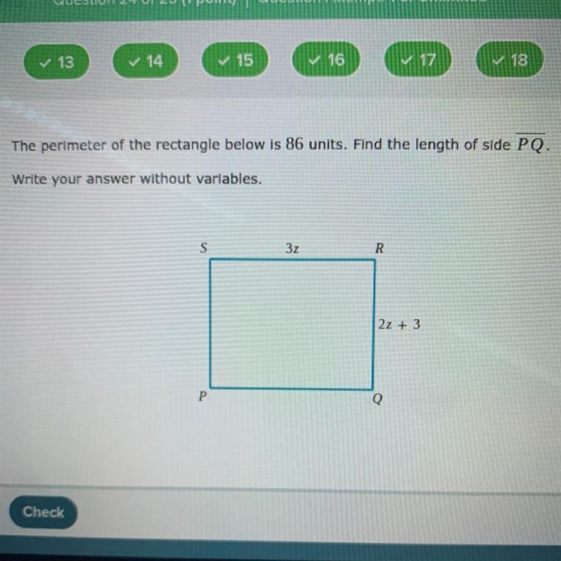 What is the length of the side pq-example-1