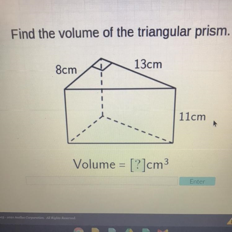 Help Please!!! Find the volume of the triangle prism?-example-1