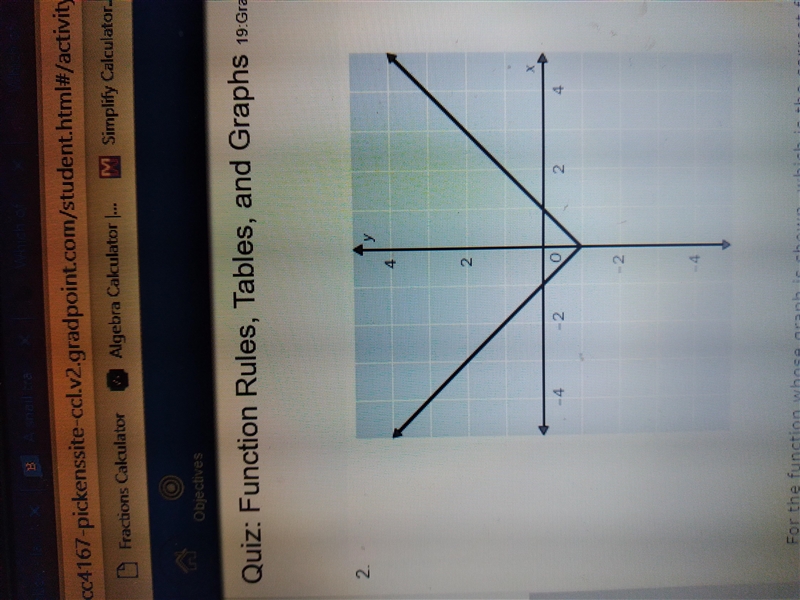 For the function whose graph is shown, which is the correct formula for the function-example-1