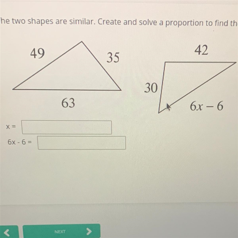 To shape service similar create and solve a proportion to find the value of X then-example-1