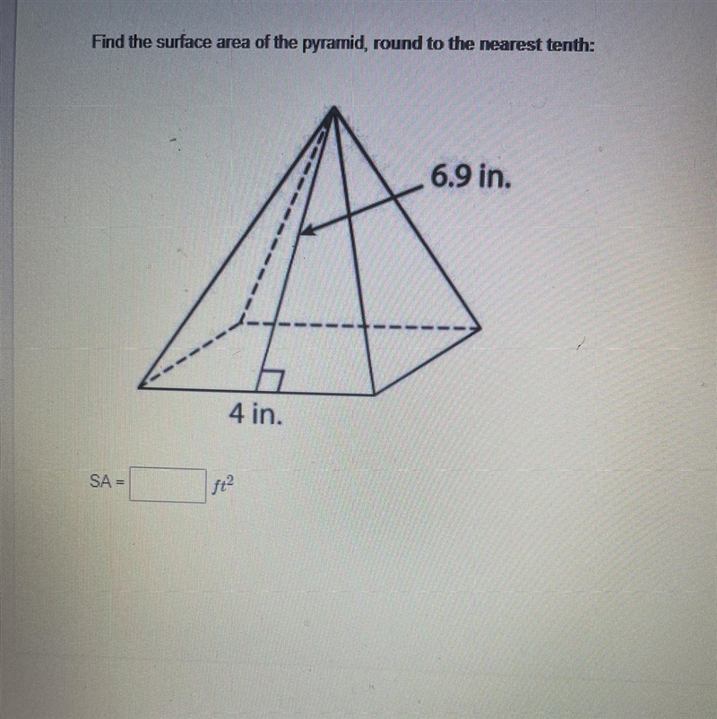 Find the surface area of the pyramid, round to the nearest tenth:-example-1